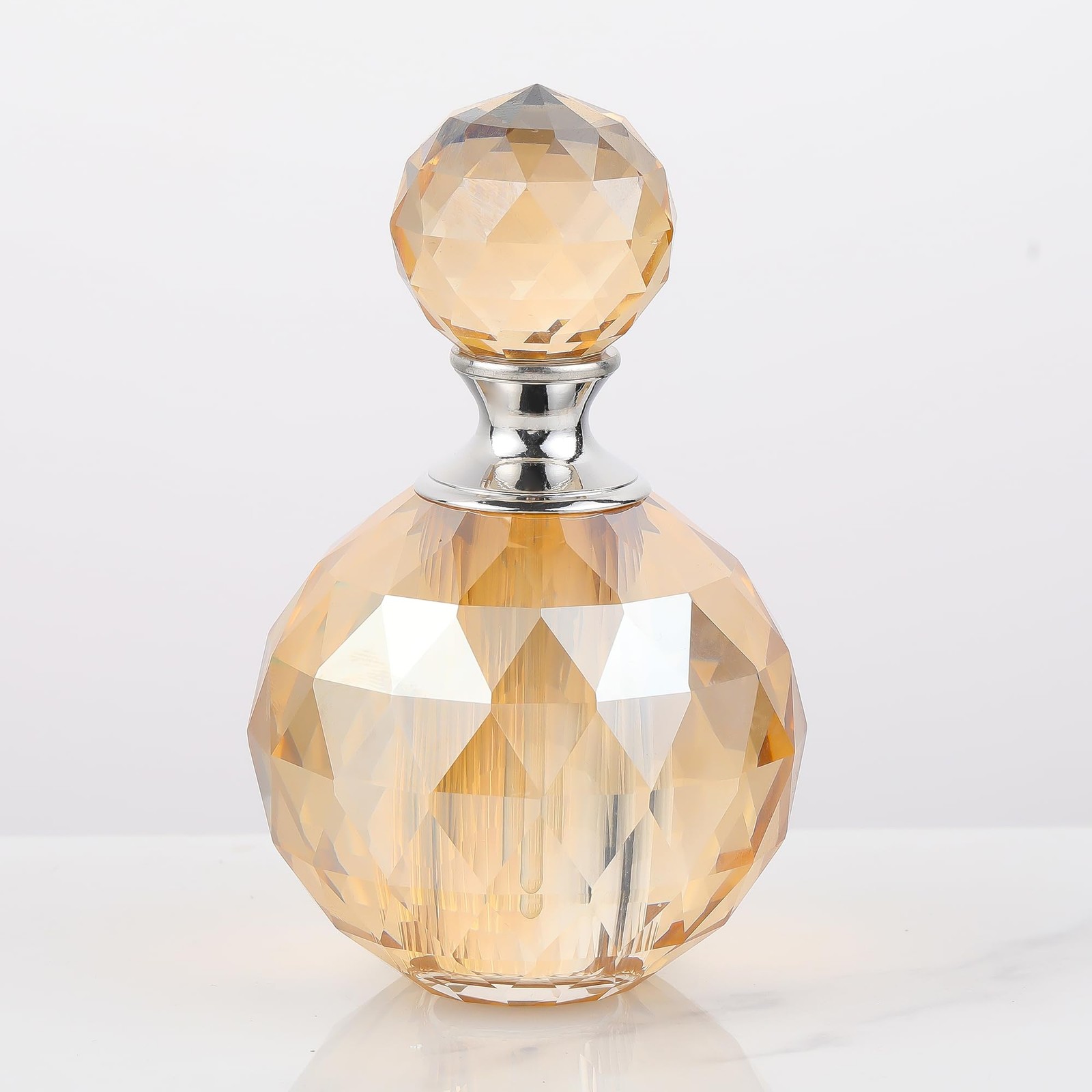 14ML Crystal-Glass Empty Perfume Bottle,Circle Vintage Refillable Small Essen...
