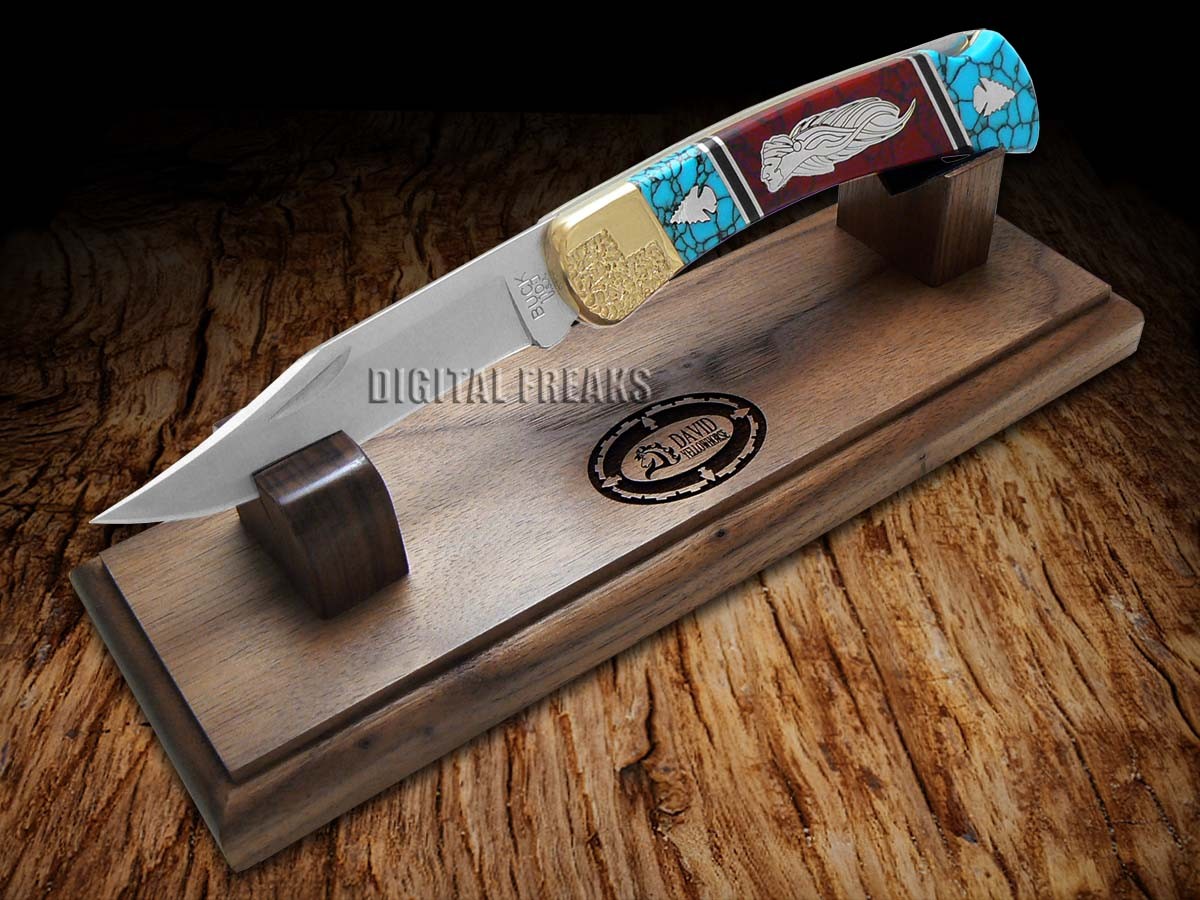 Buck 110 Yellowhorse ###2 Spirit Chief 1/50 Red Jasper & Blue Turquoise Knife