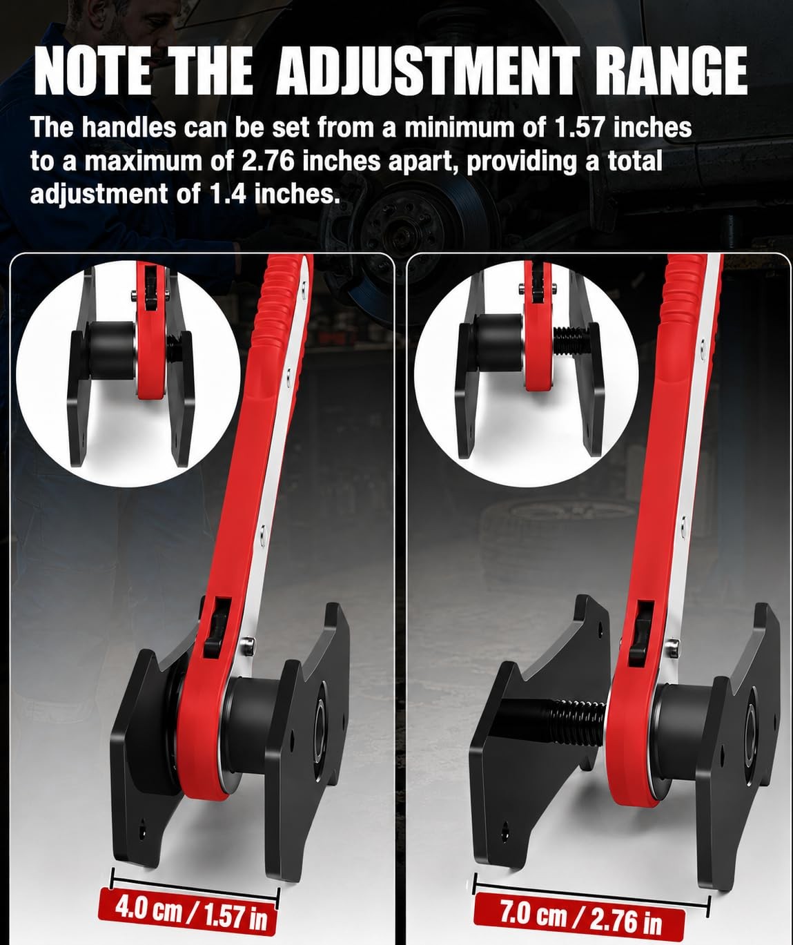 Brake Tools, Caliper Compression Tool,360° Swing Ratchet Switch Red