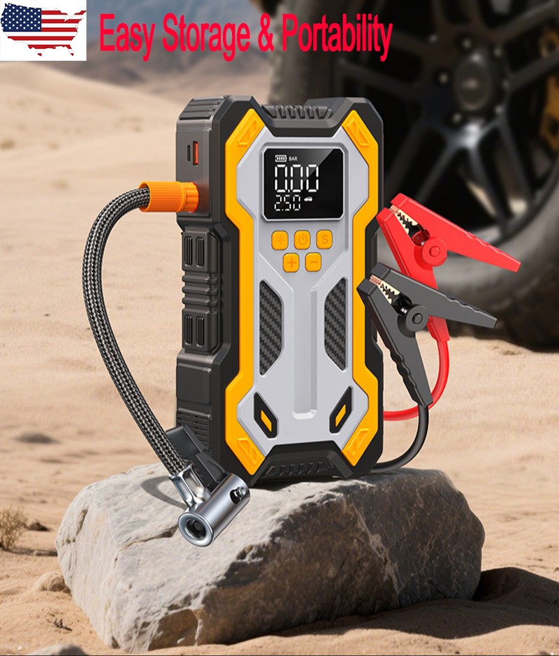 Car Jump Starter with Air Compressor 3000A Battery Charger Jumper Box Booster