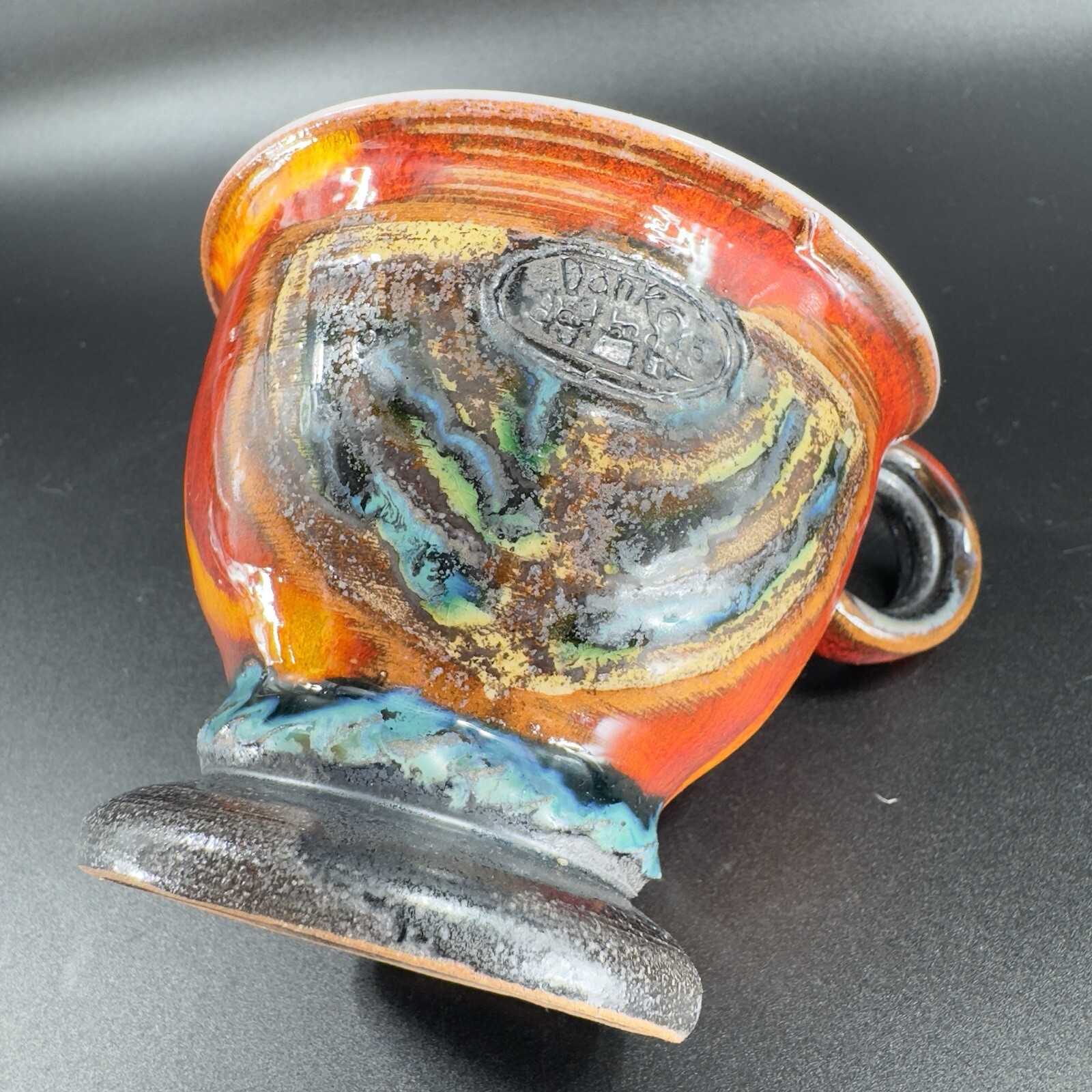 Danko Pottery Lava Glaze Textured Hand Made Small Pitcher Creamer Vintage