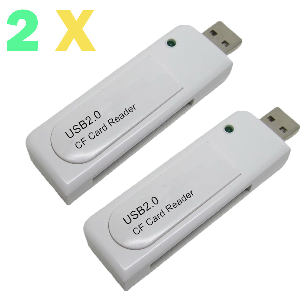 2PCS USB 2.0 Compact Flash CF Memory Card Reader White Simple