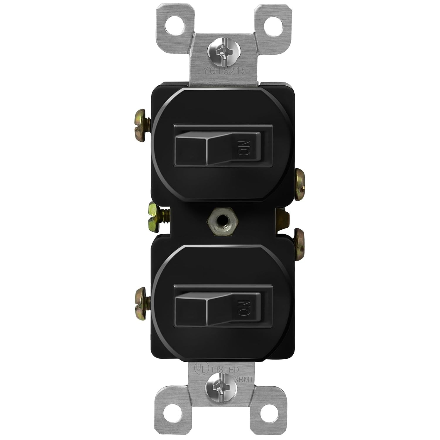 Duplex Double Toggle Light Switch, Single Pole, Side Wiring, Copper Wire Only,