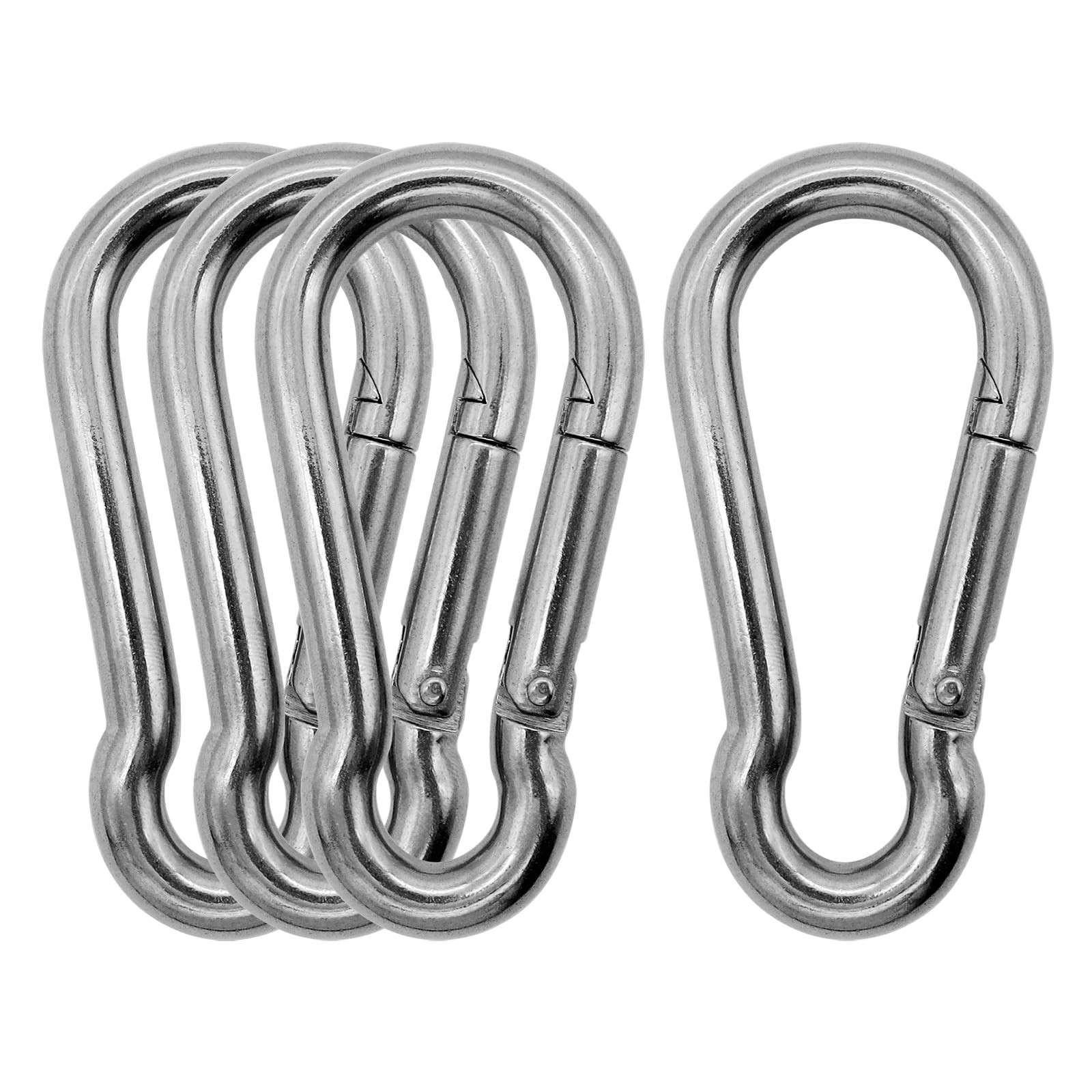 4 Pack 3.15" Large Spring Snap Hook Carabiner Stainless Steel Spring Snap Hooks