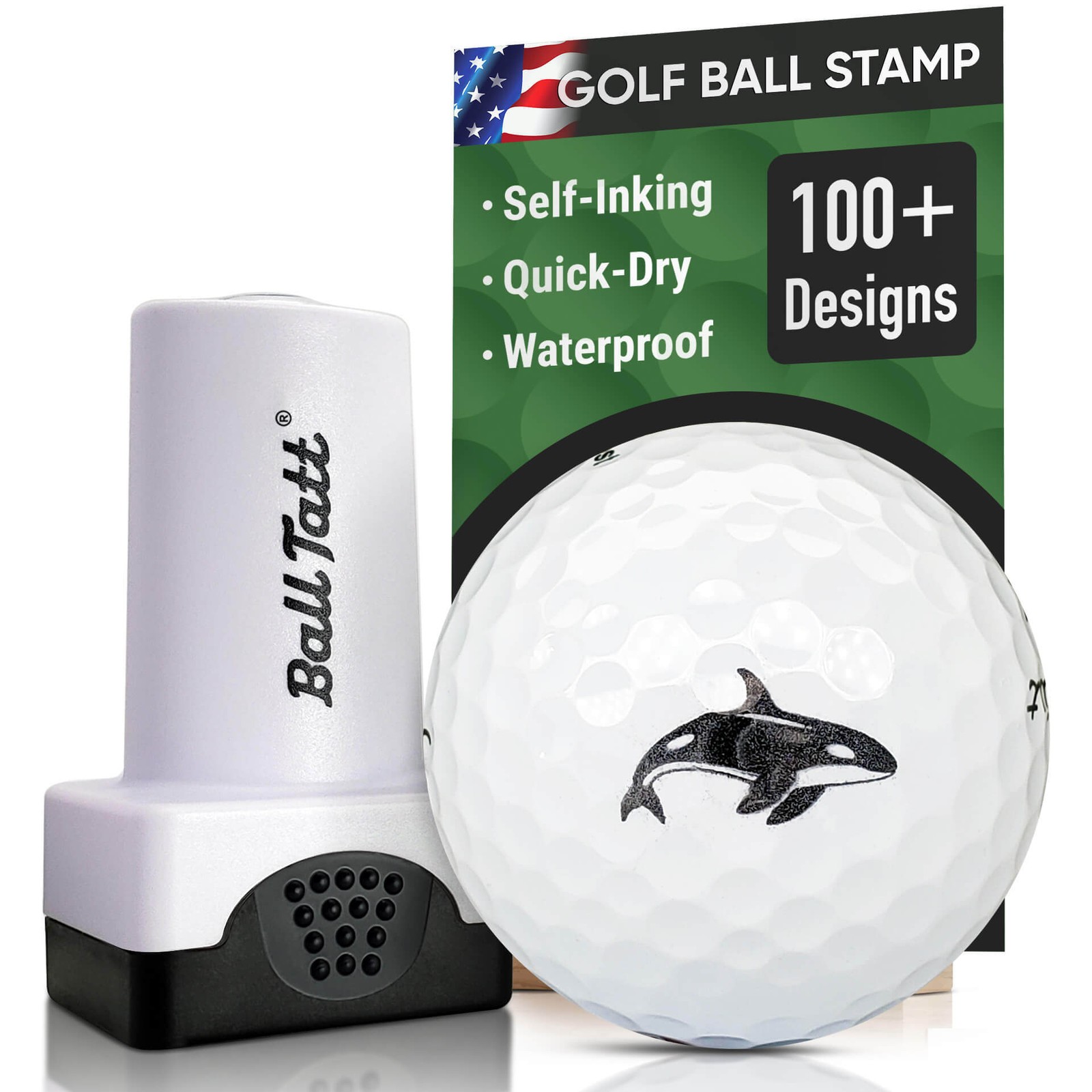 Ball Tatt - Orca Golf Ball Stamp Marker Quick-Dry Self-Inking Ball Stamper