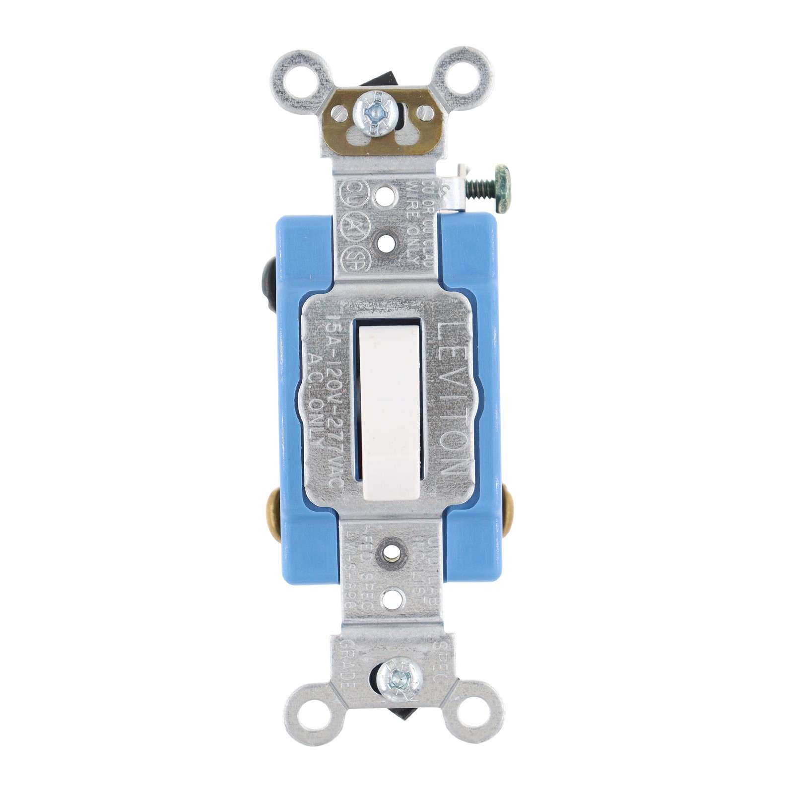 LEVITON 1203-LHW TOGGLE SWITCH, 3-WAY, LIGHTED HANDLE, 15A, 120V, WHITE