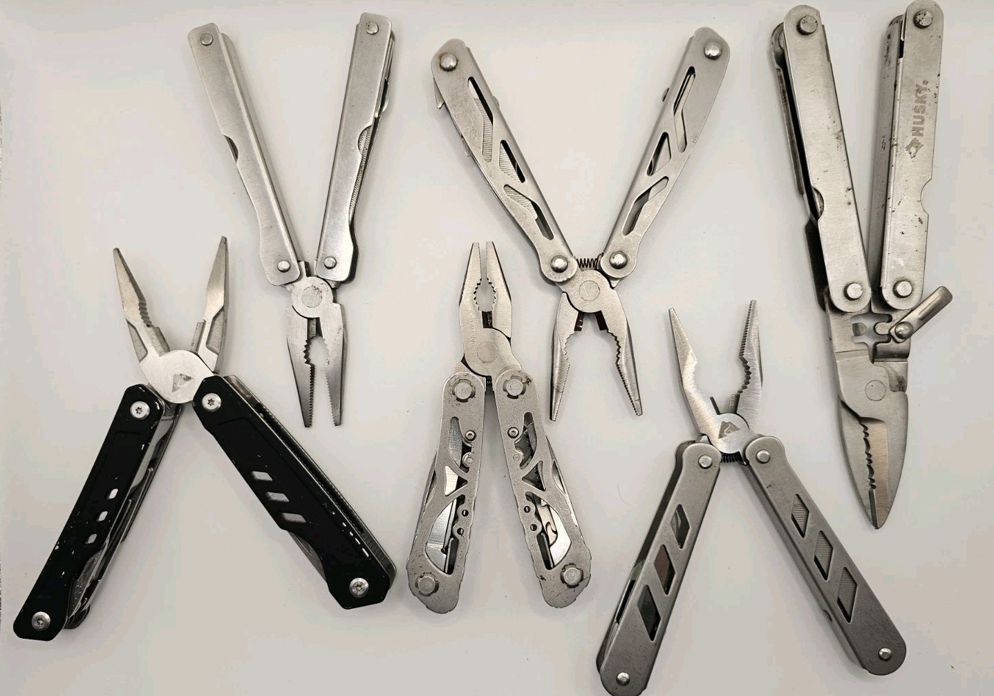 Lot of 6 Multi-Tool Pliers Husky EDC Camping Multitools Assorted Bundle