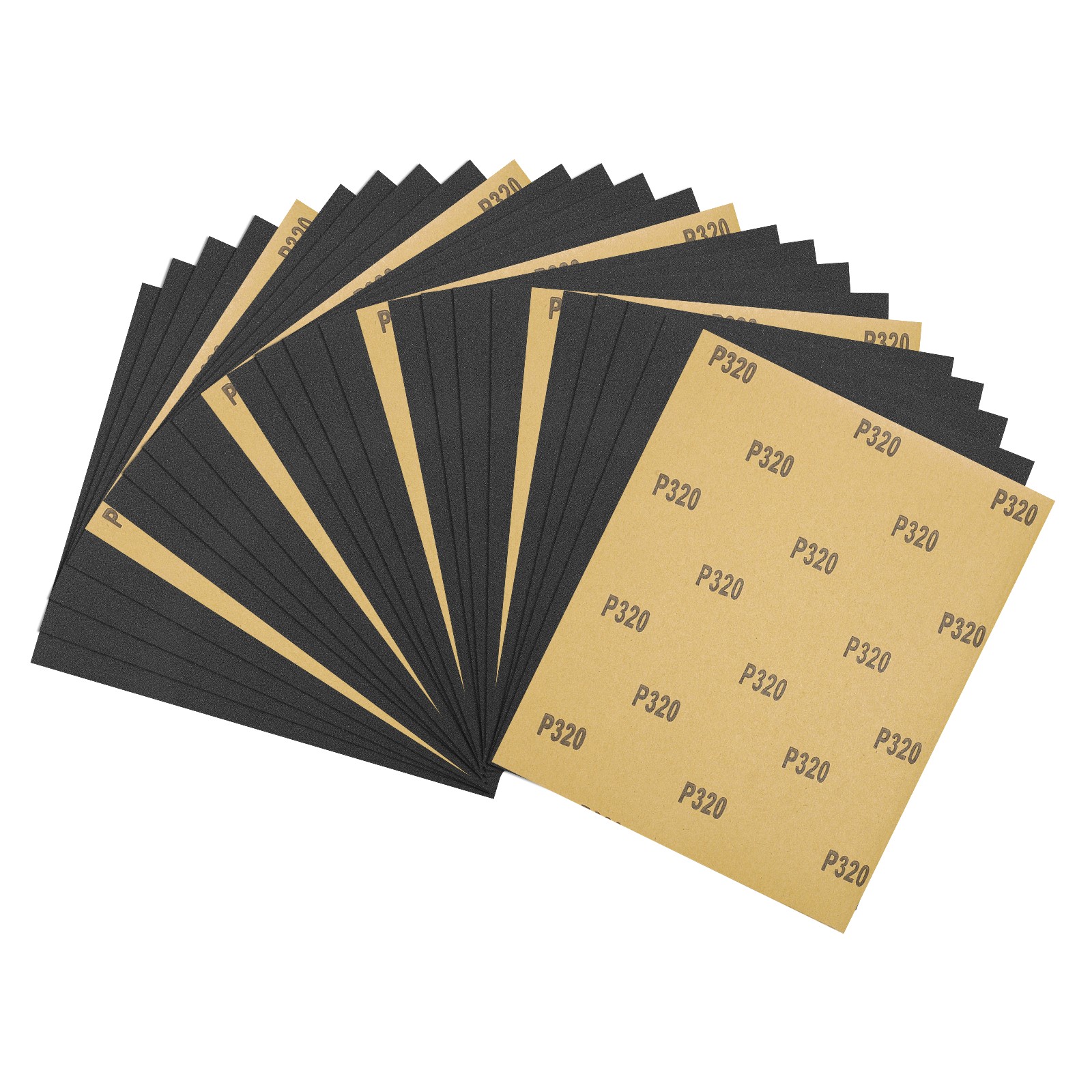 25pcs Sand Papers - [9 x 11 Inch x 320 Grits] Alumina Sandpaper Sheets Black