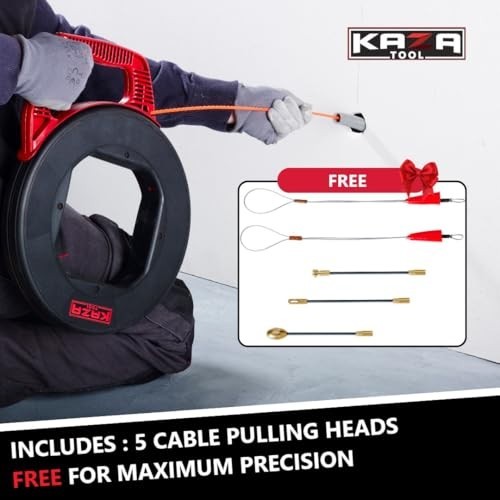 100FT Fish Tape Wire Puller - Non-Conductive, Flexible Electrical Cable Fishing