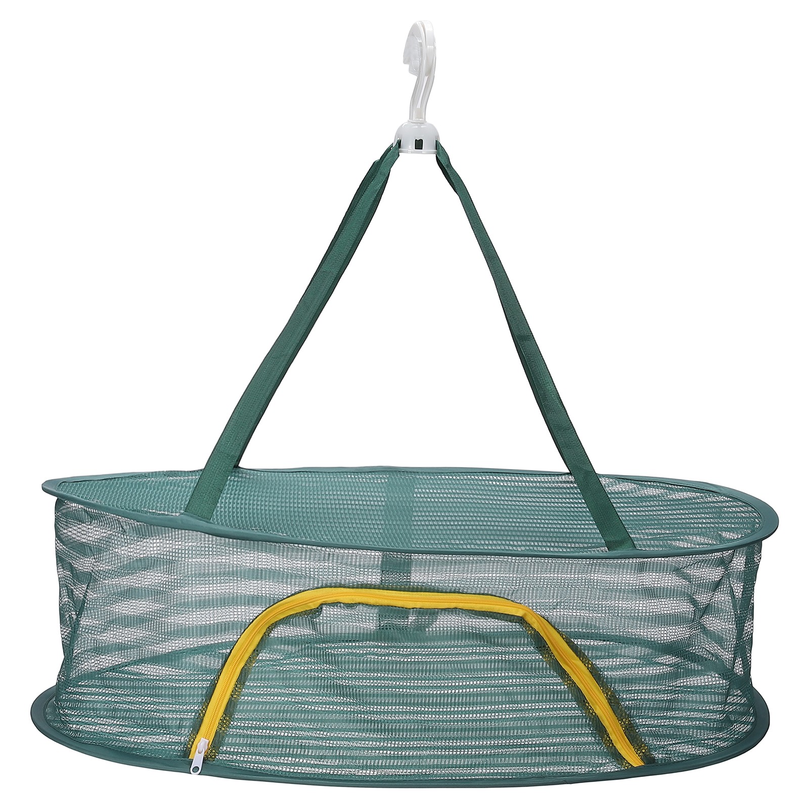 28" Herb Drying Rack Hanging 1 Layer Hanging Mesh Net with Zipper, Green