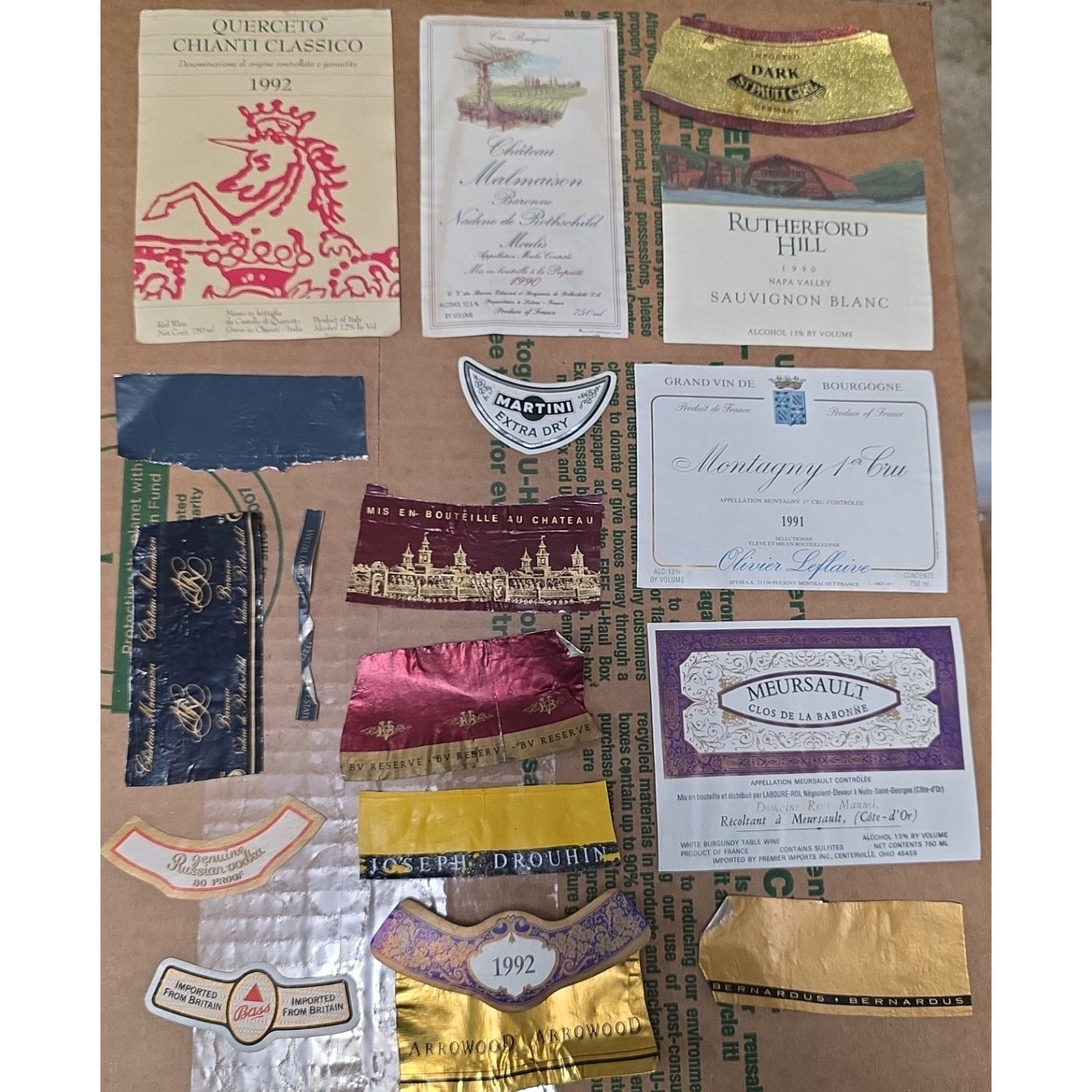 Vintage Wine Beer Alcohol Labels Collection Assorted French Italian Napa Valley