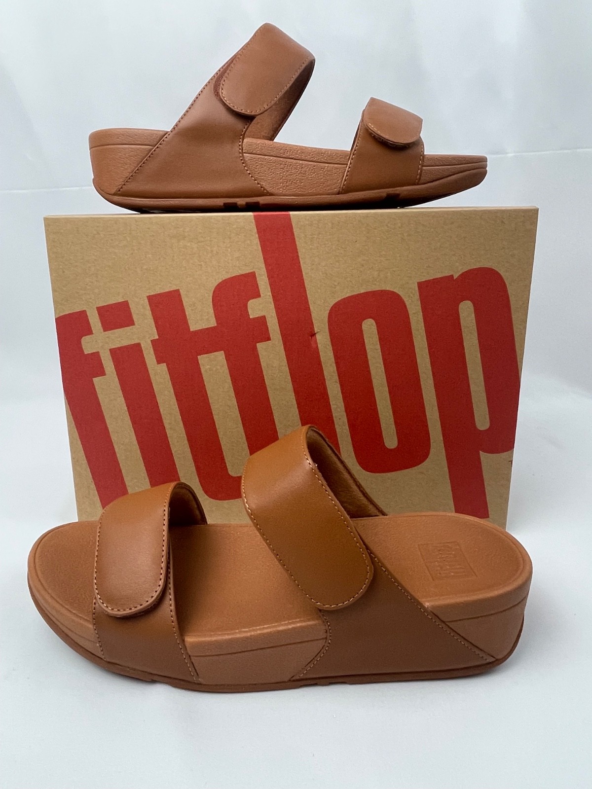Women’s FitFlop LuLu FV6-592 Slides 7 9 10 Sandal light tan Leather slip on $100