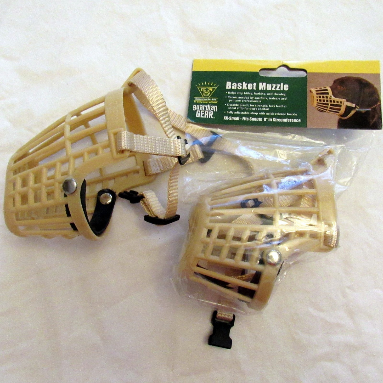 Guardian Gear Basket Muzzle XX Small Dog Quick Fit Release Adjustable Training