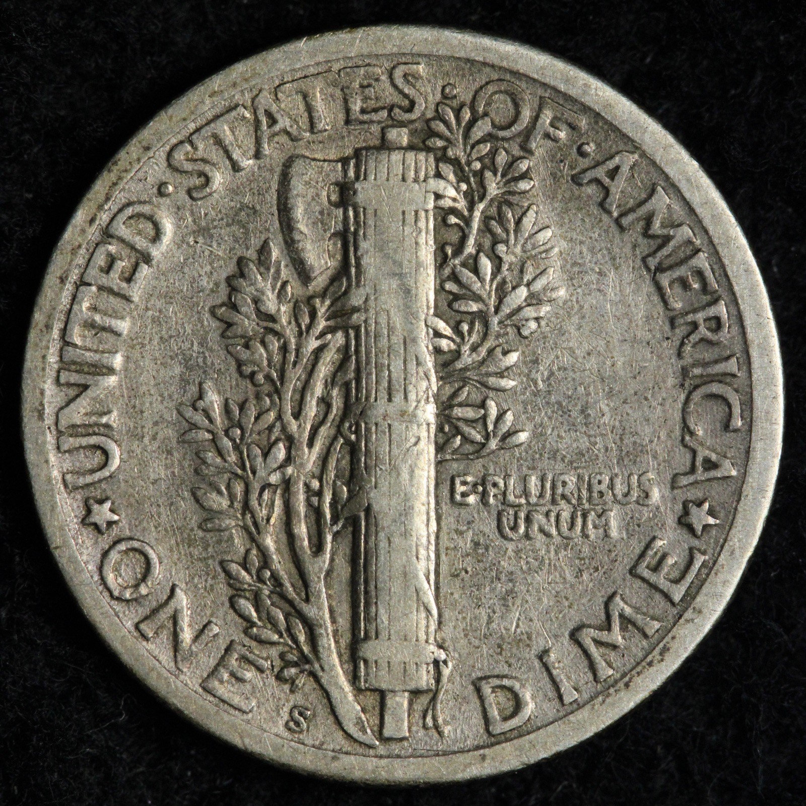 1923-S Mercury Silver Dime VF+ E342 ZANM