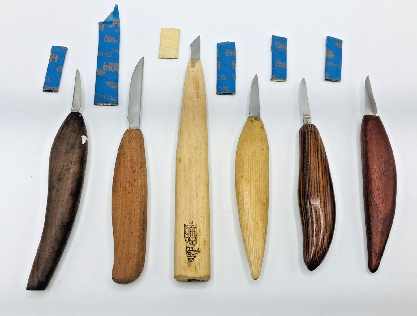 Lot 6 WOOD CARVING KNIFE SET WOODCARVING KNIVES CUSTOM rare whittling blade Duck