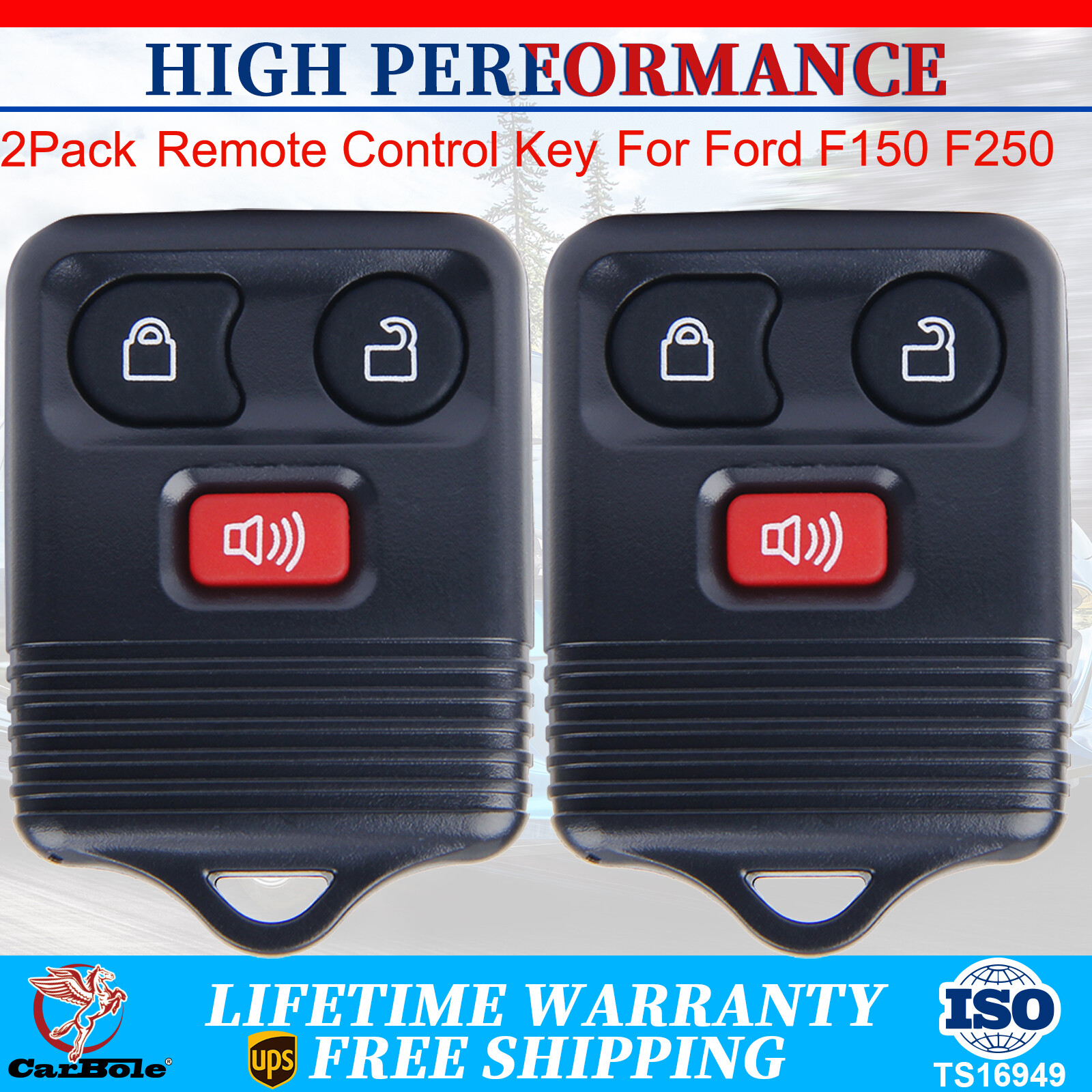 2Pack Keyless Car Key Fob Entry Remote Control For Ford F150 F250 F350 F450 F550