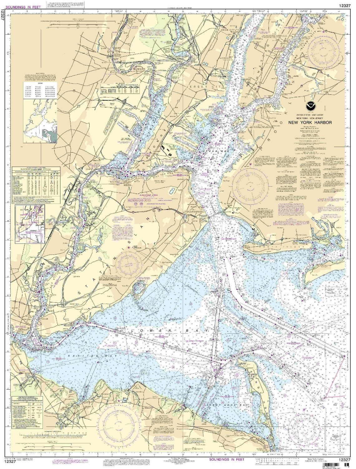 NOAA Chart 12327 New York Harbor 106th Edition Nautical Navigation Map