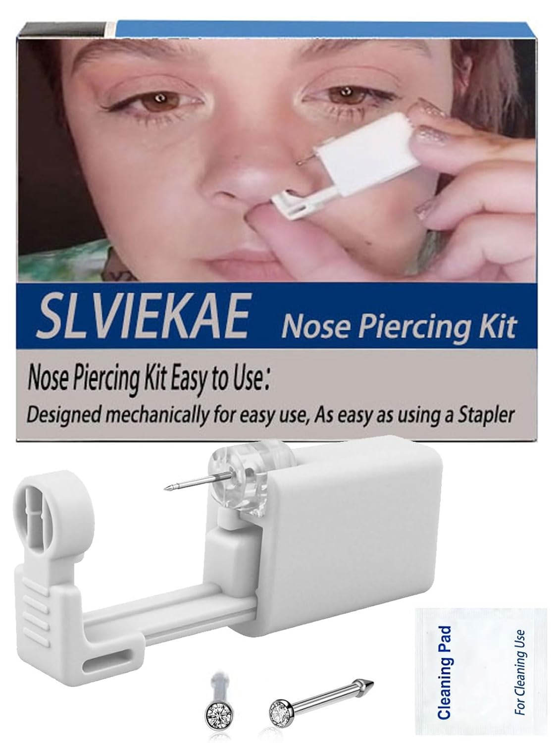 Nose Piercing Kit, Pierce Kit Gun Self White