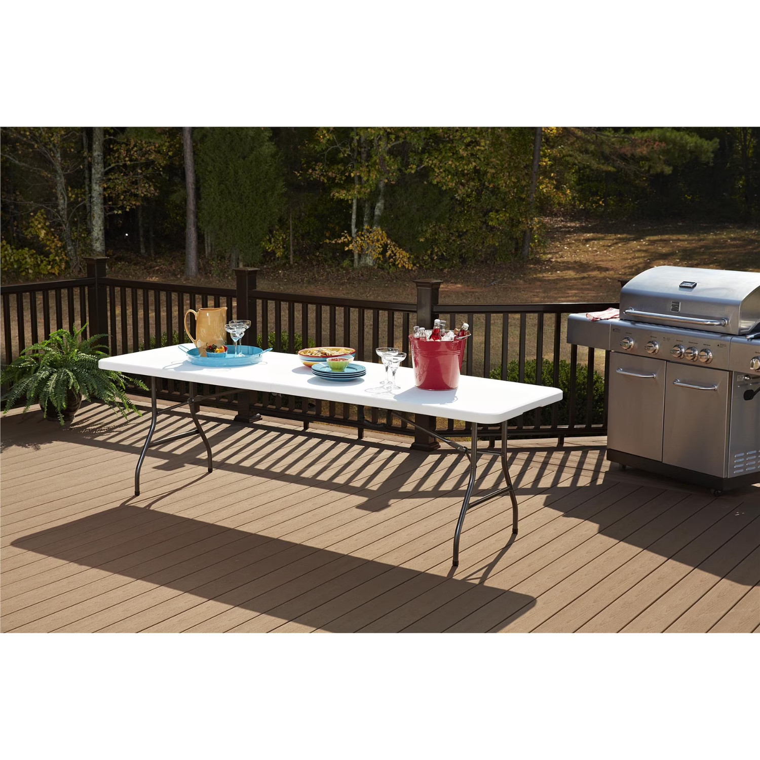 Cosco 8 Foot Centerfold Folding Table, White, Sturdy Frame, Durable Construction