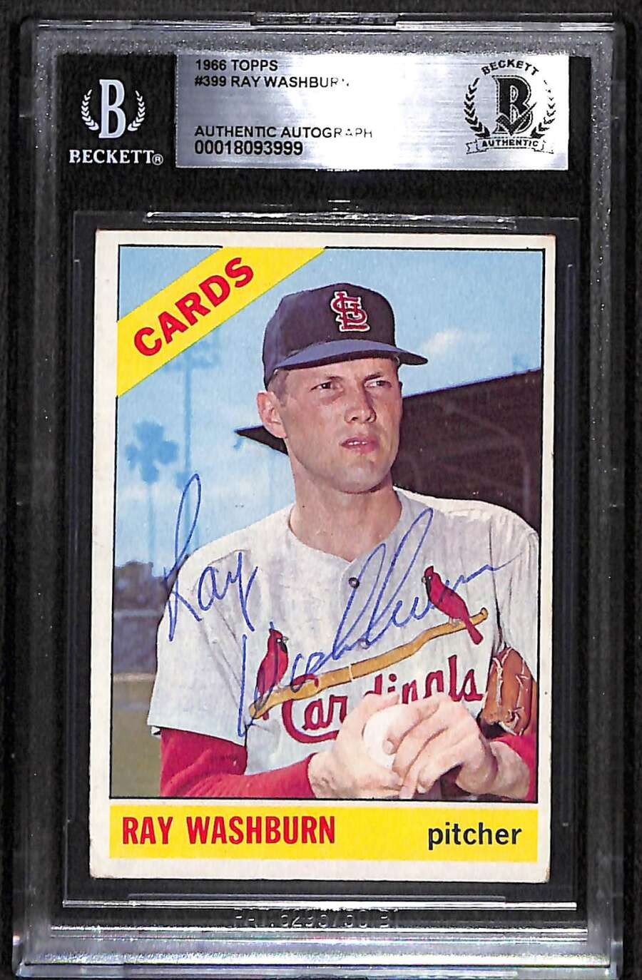 1966 Topps 399 Ray Washburn  BGS Auto Autographed BAS Authentic C99697