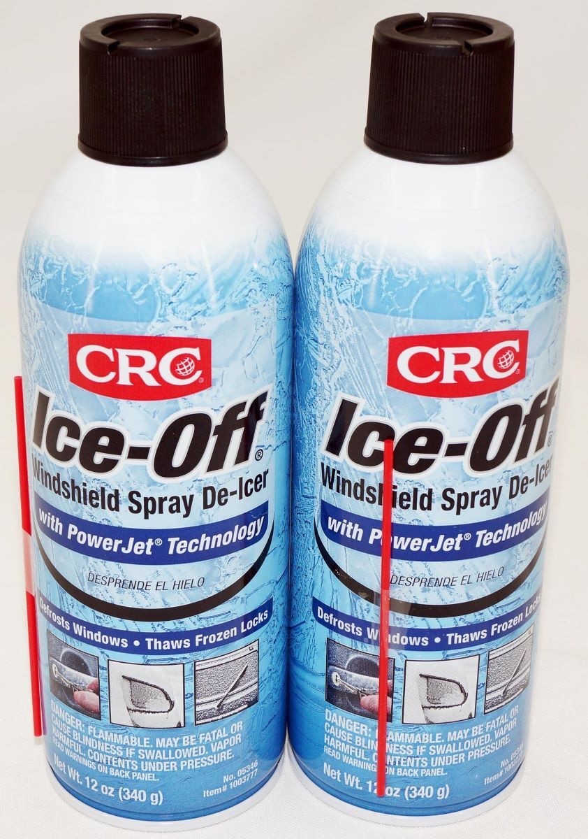 2 Pack CRC 05346 Ice-Off Windshield & Lock De-Icer Spray 12 Oz Melts Snow Frost