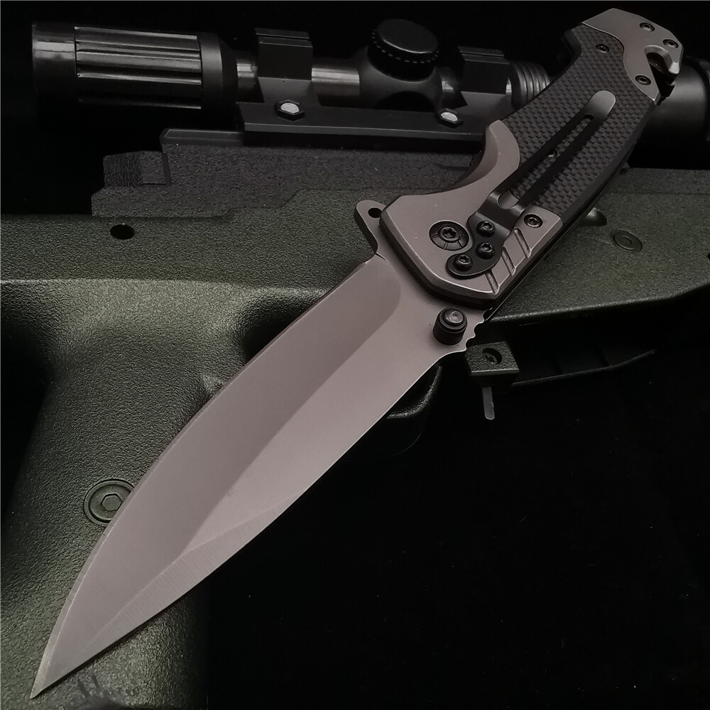 New High-quality 9" Spring assisted Folding Survival Camping Hunting Knife