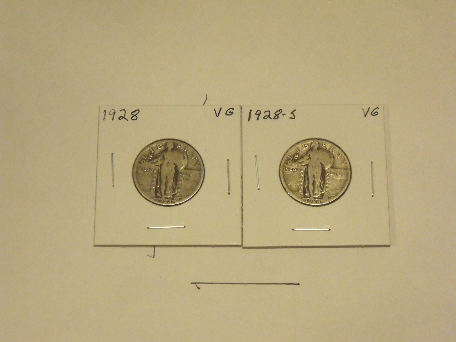 SILVER 1928 & 1928-S  Standing Liberty Quarters Very Good circulated condition