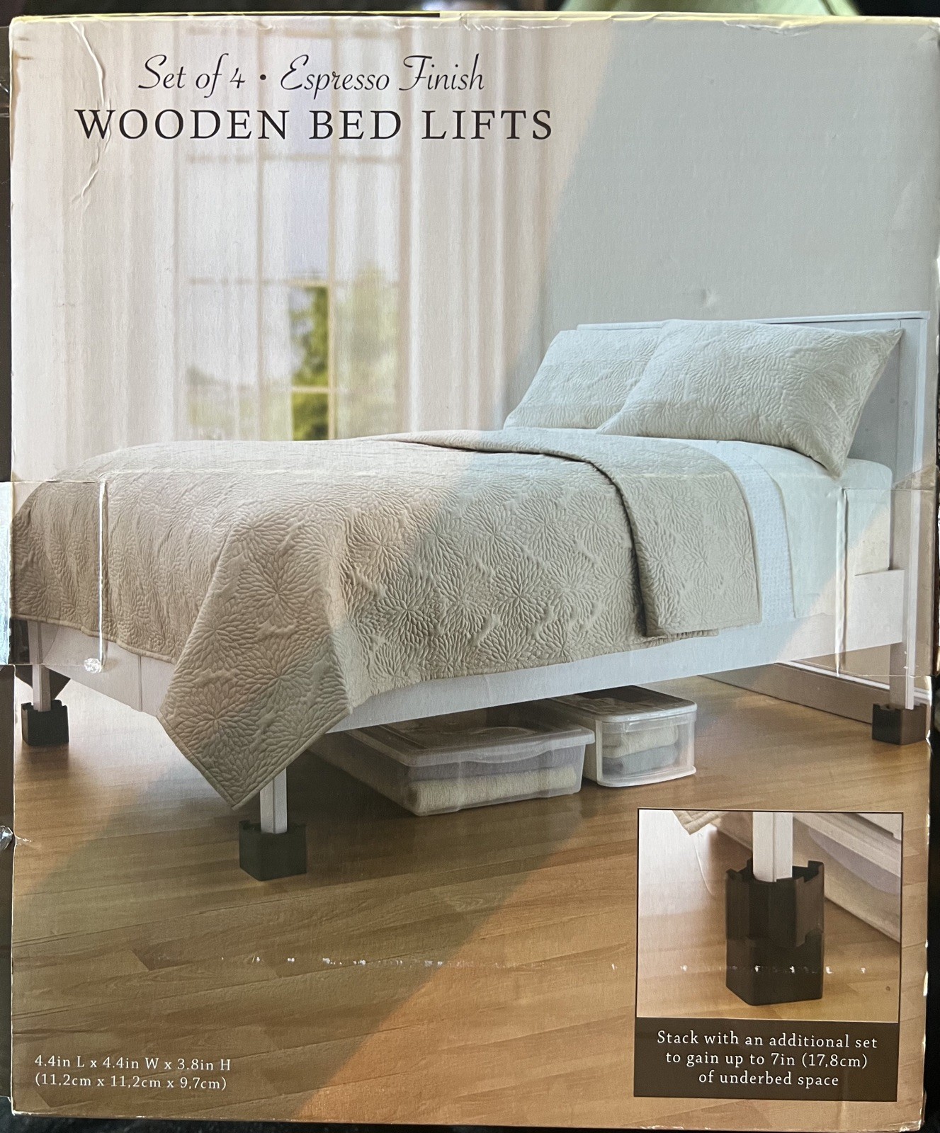 Espresso Wooden Bed Post Lifts Brown Lot of 4 New In Box