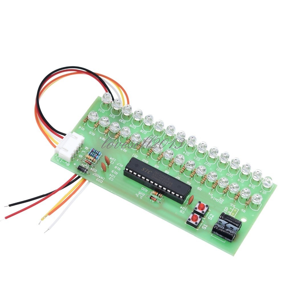 Dual Channel MCU Adjustable Display Pattern LED VU Meter Level Indicator 16 LED