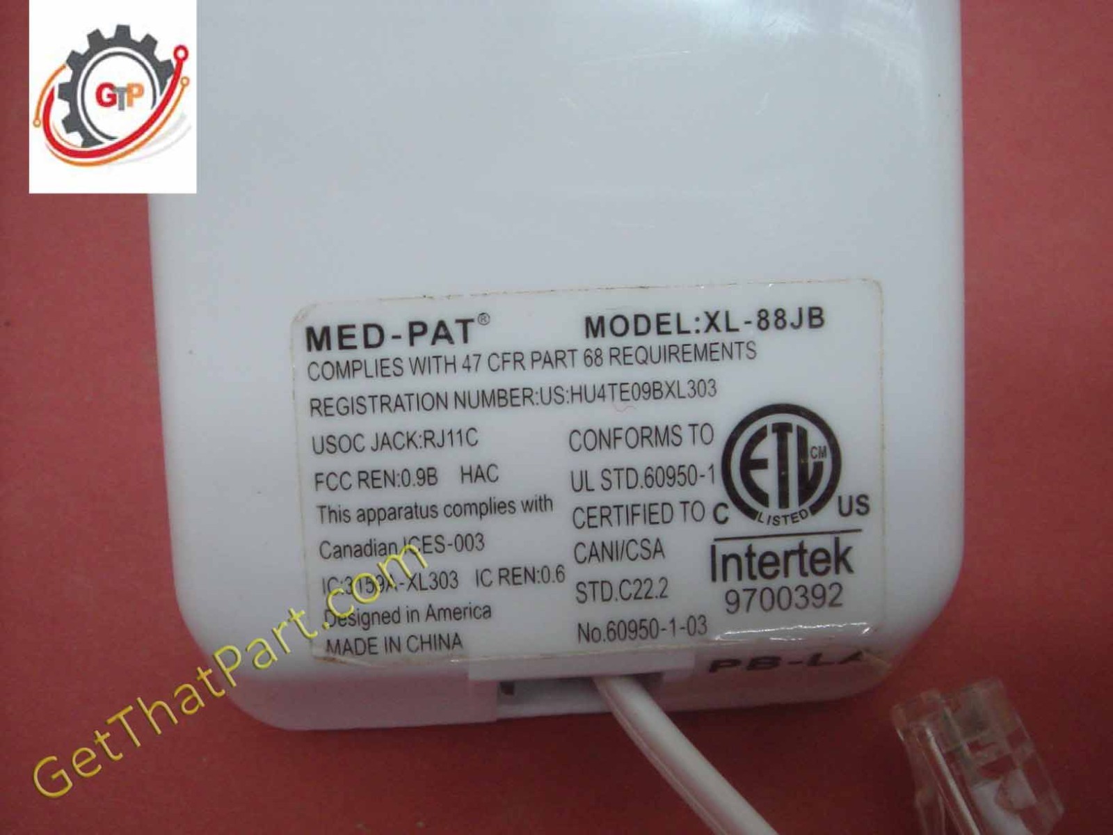 Stryker 3005 S3 Med-Surg iBed Med-Pat One Piece Patient Telephone Kit