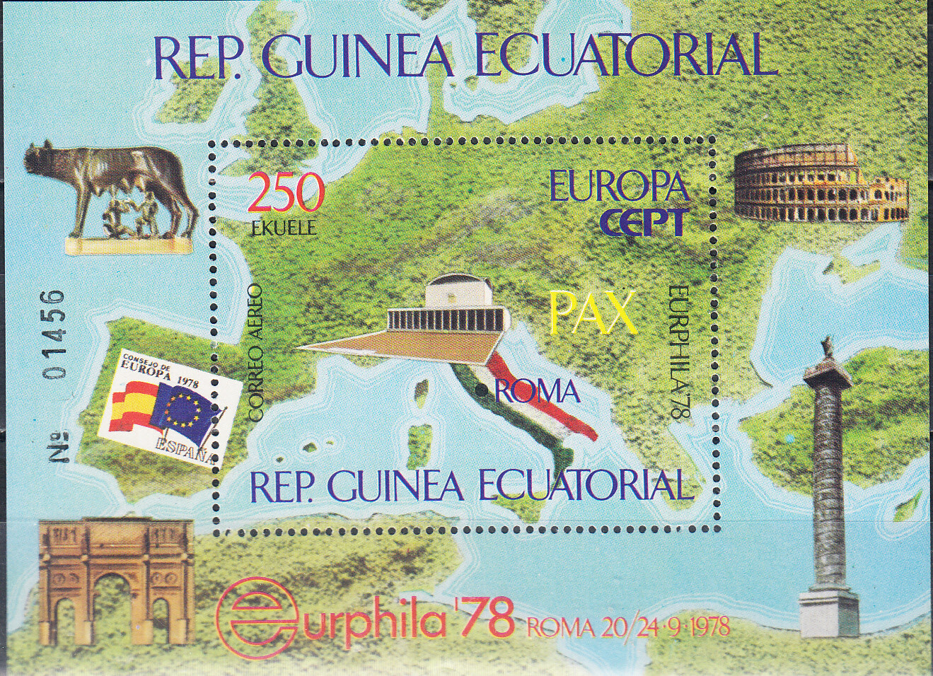 W EQUATORIAL GUINEA Y1978 (2) EUROPA PAX EURPHILA SOUVENIR SHEET