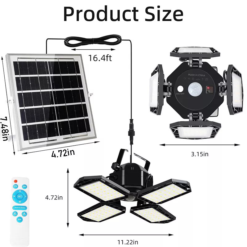 2 Pack Solar Pendant Light Outdoor Indoor Solar Powered Motion Sensor Shed Light