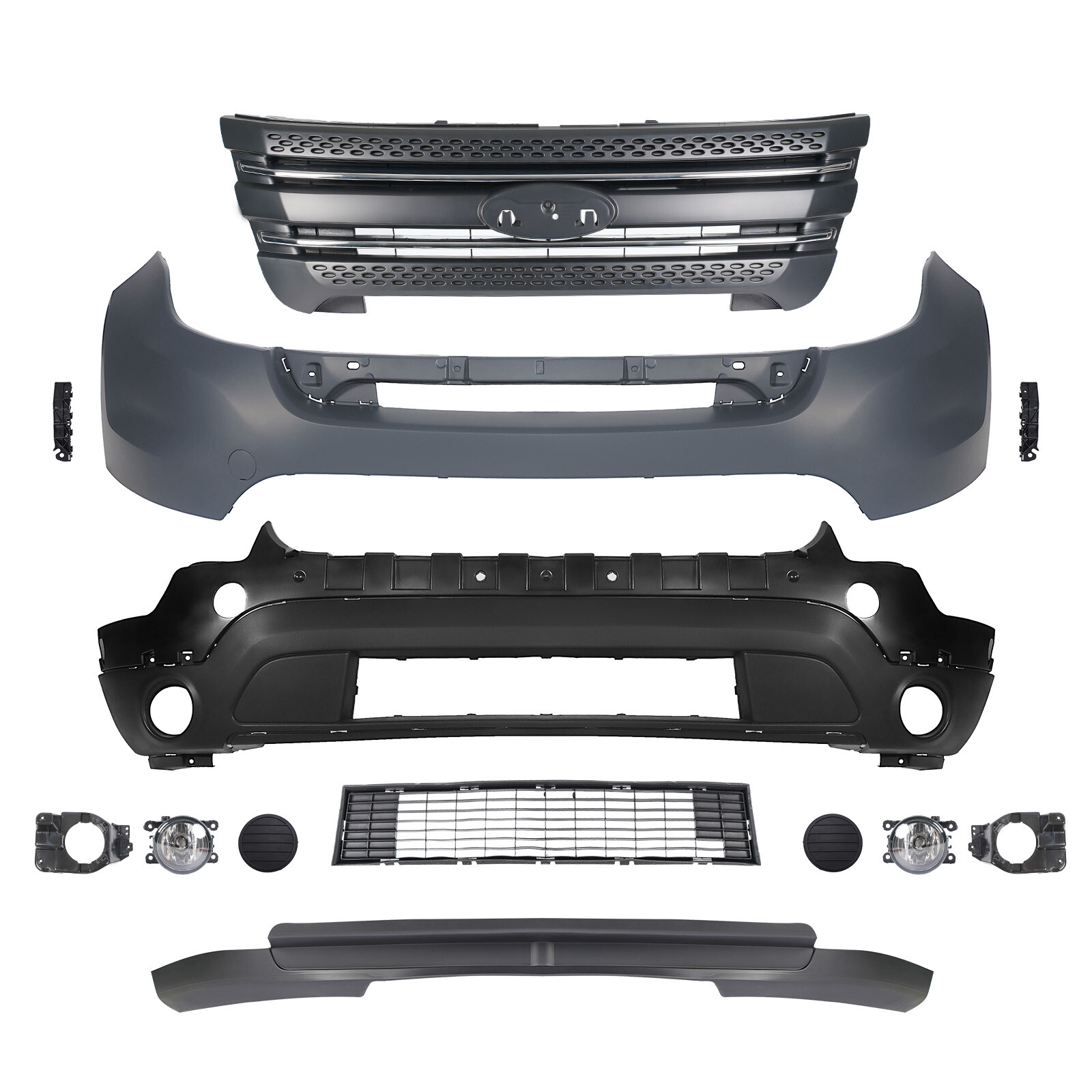 Front Bumper Grille Assembly w/ Foglight For 2011-2015 Ford Explorer Complete