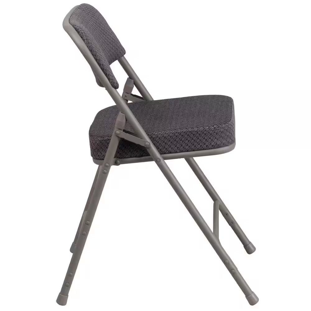 Hercules Series Premium Curved Triple Braced & Quad Hinged Gray Fabric Upholster