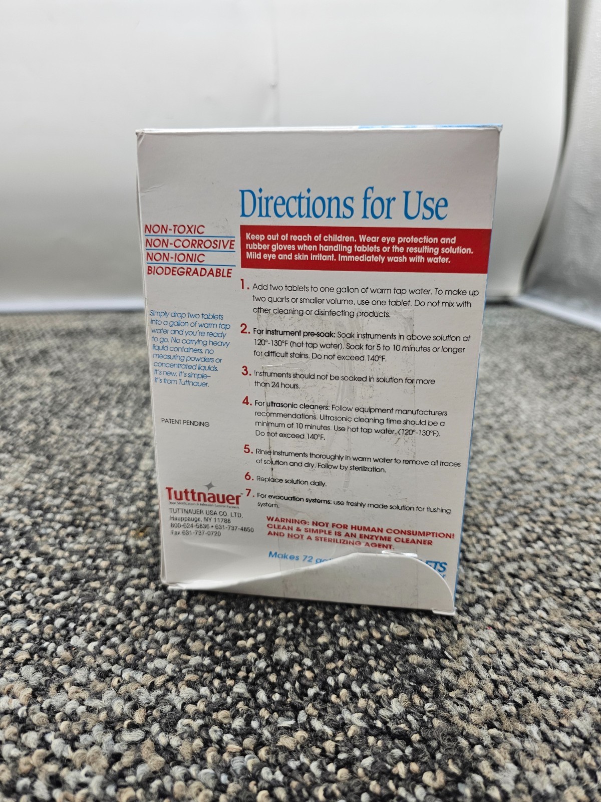 (QTY 144) Tuttnauer Clean & Simple Ultrasonic Enzymatic Solution Tablets Cleaner