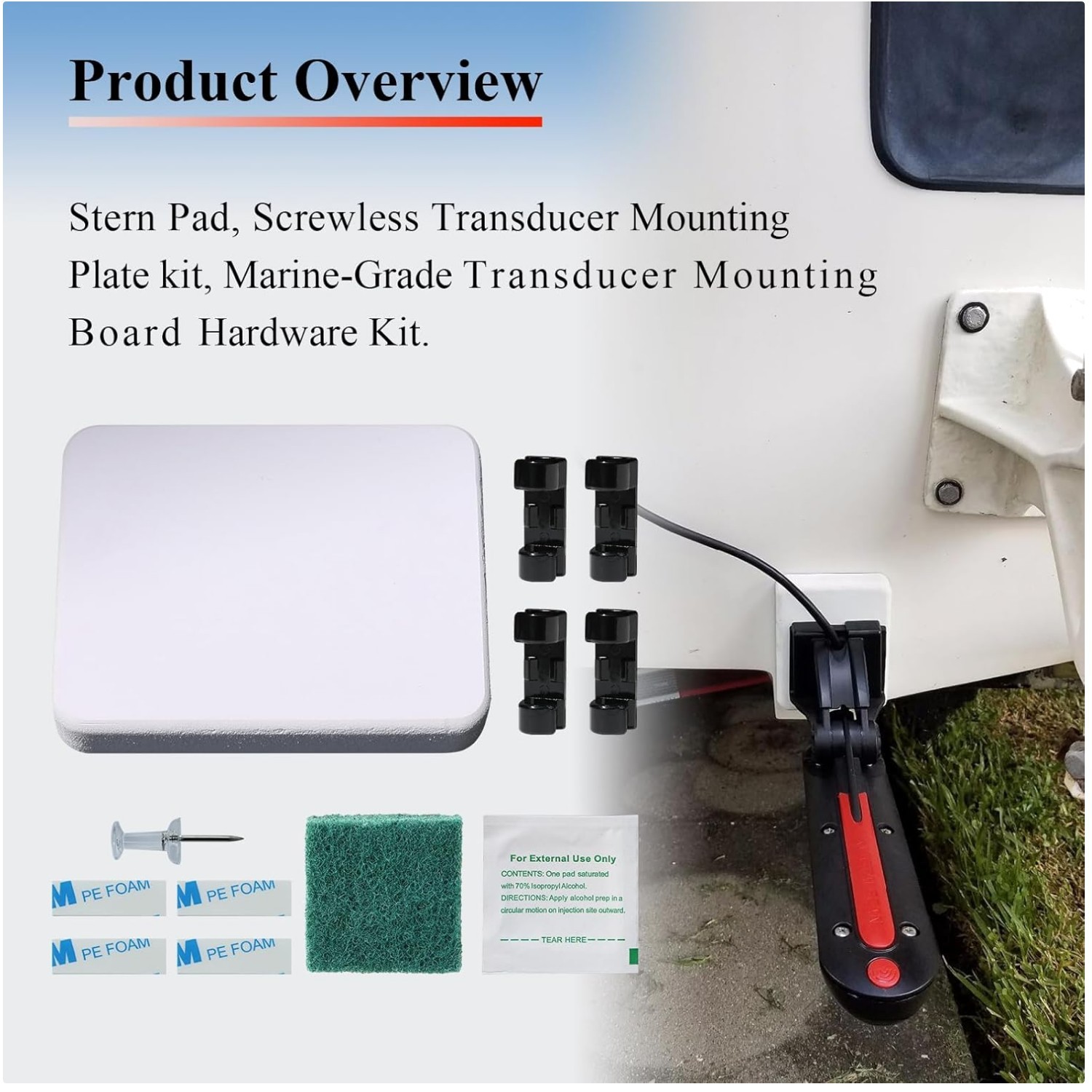 Marine-Grade Stern Pad Transducer Mounting Kit