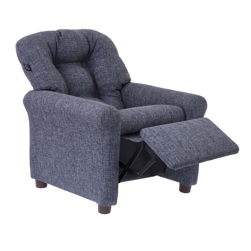 Kids Recliner Chair Traditional Style Gray Polyester Linen Ages 1-5 Indoor Use