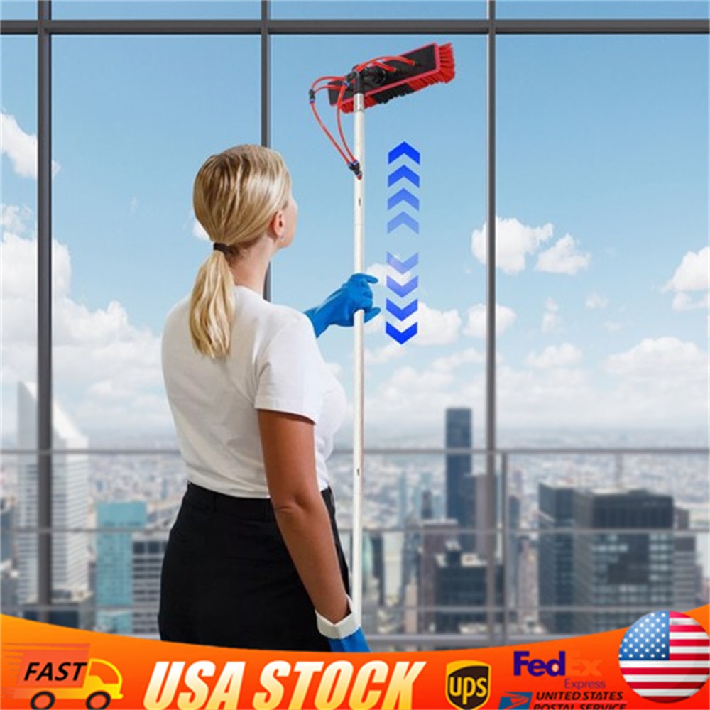 16.4ft Water Fed Pole Kit Window Solar Panel Cleaning Brush Kit 180° Rotatable