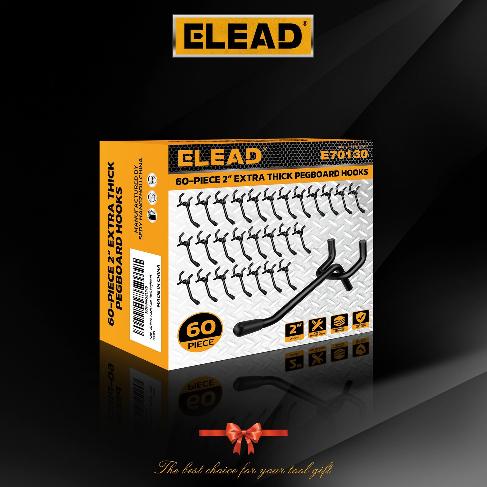 60-Piece 2 Inch Extra Thick Pegboard Hooks Heavy Duty Peg Board Organizer Acc...