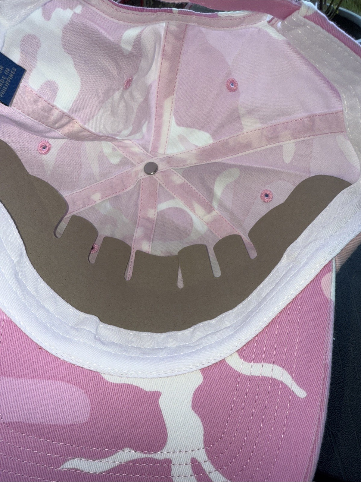 Pinks White Camouflage Lite weight Cotton Hat Cap Hook Loop OSFA Port Authority