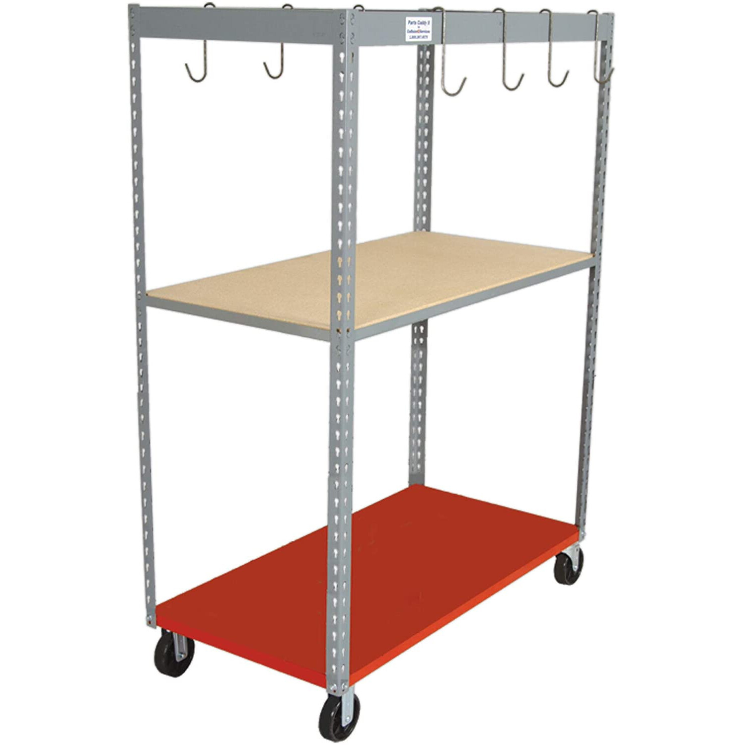 Prolific Parts Caddy with Wood Shelf - 48"W x 66"H x 24"D for Garage or Shop