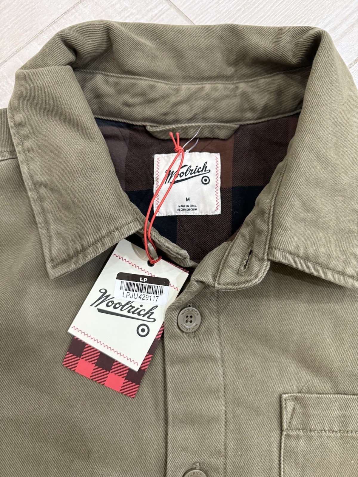 NWT Men's Woolrich Tall Twill Shacket Olive Green Size Medium
