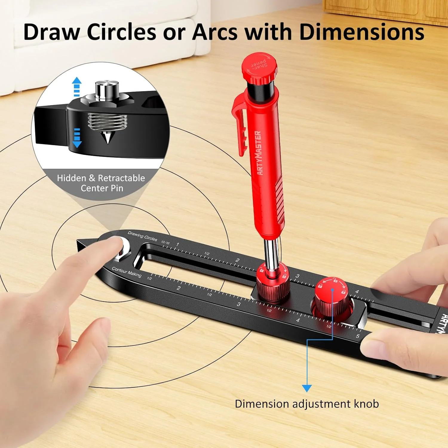 ARTYMASTER Multi-Function Scribing Tool, DIY Woodworking Scriber Line Maker, Por