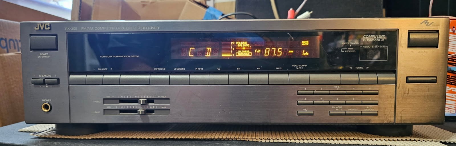 JVC RX-305 AV Receiver AM/FM Stereo Computer Controlled With Remote. WORKS!
