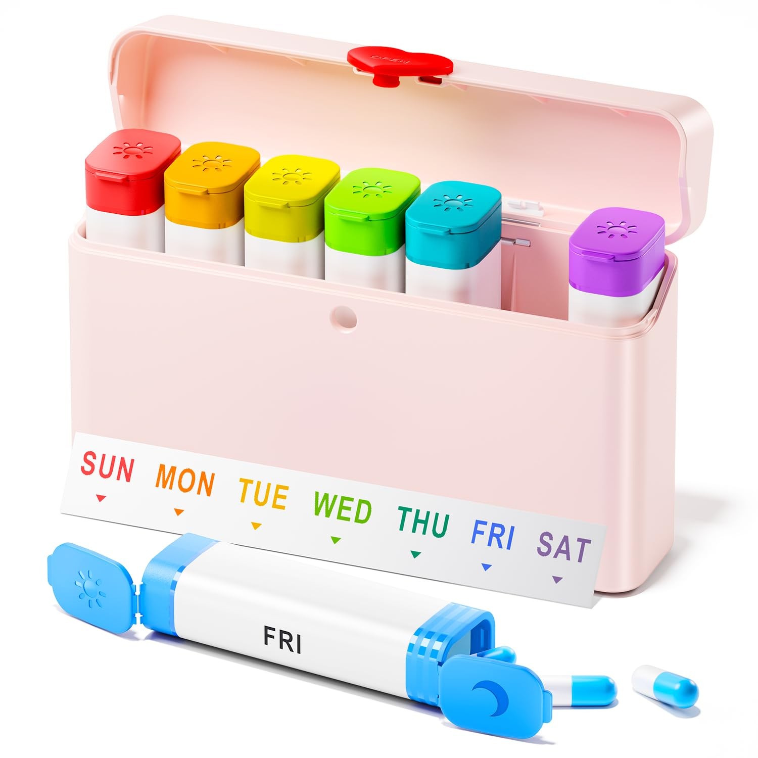 Weekly Pill Organizer 2 Times a Day, Large Pill Box 7 Day, Daily Twice Am Pm ...
