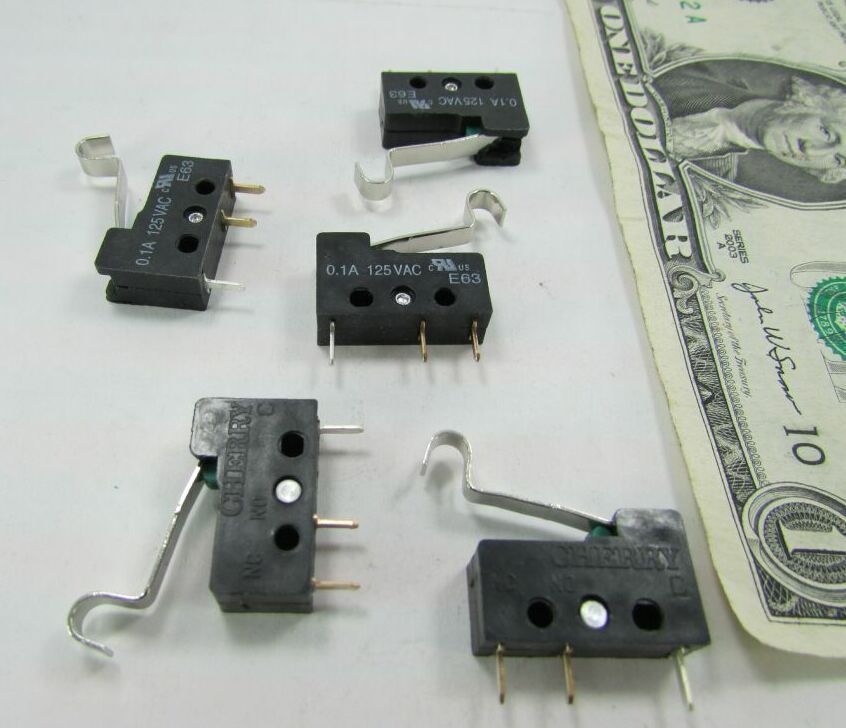 Lot 5 Cherry E63-04RP Sub-Miniature Micro Switches, NO/NC .1A 125V Gold Contacts