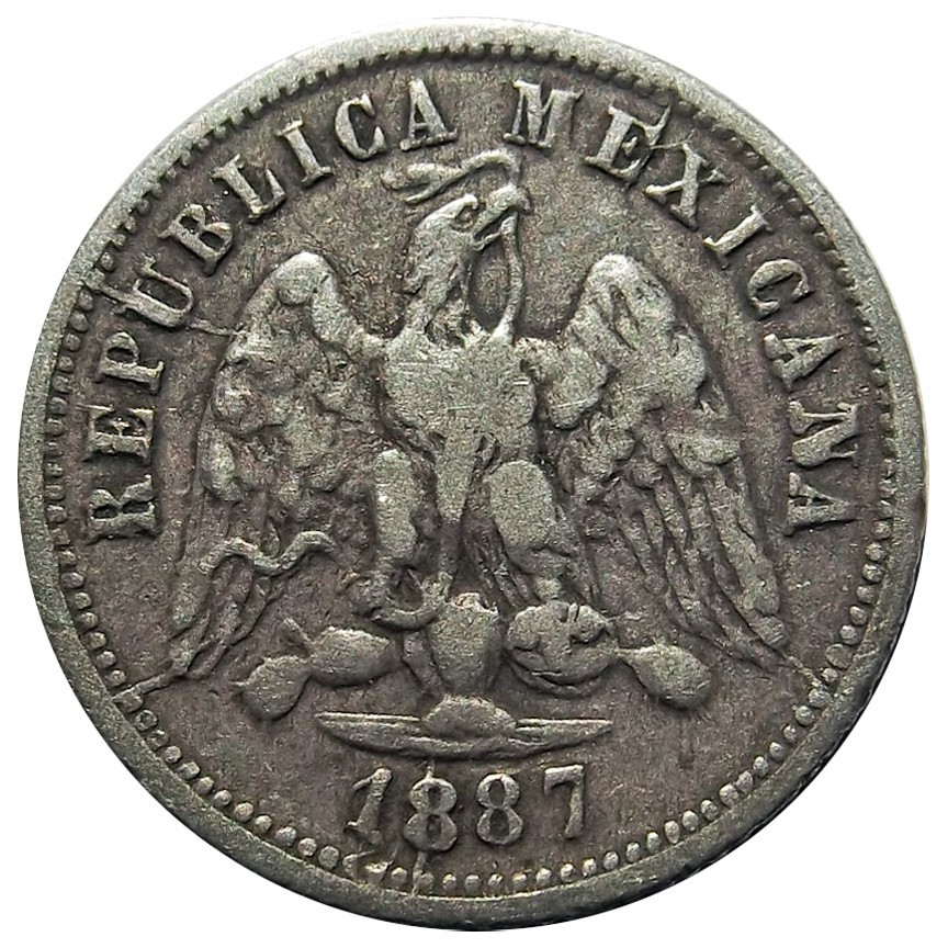 1887-Ca Mexico 10 Centavos KM# 403.1 - Chihuahua Mint - Silver Coin