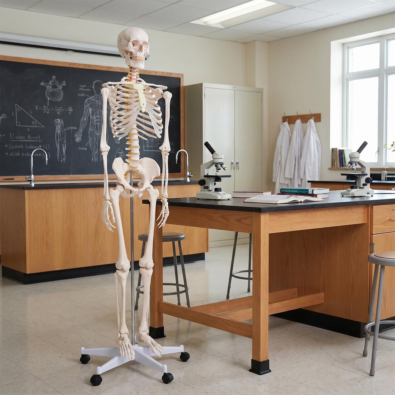 70" Life-size Skeleton Model Human Anatomy Medical Students W/Rolling Stand