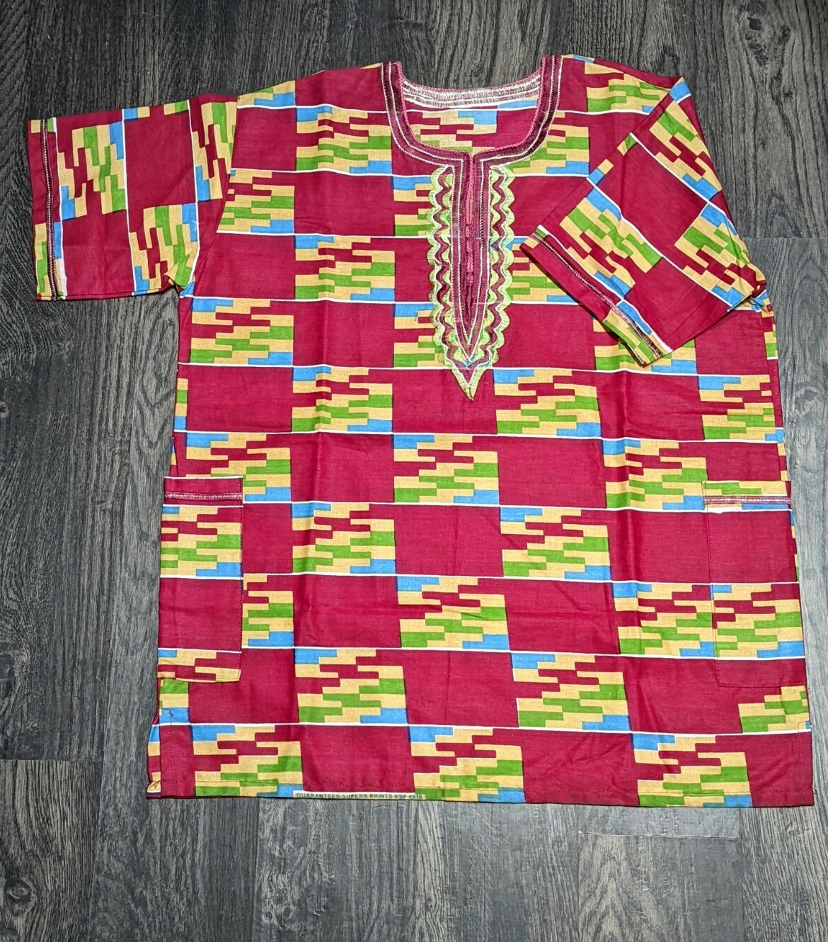 Traditional Dashiki African Shirt Short Sleeve- Multi Colored W/ Pockets