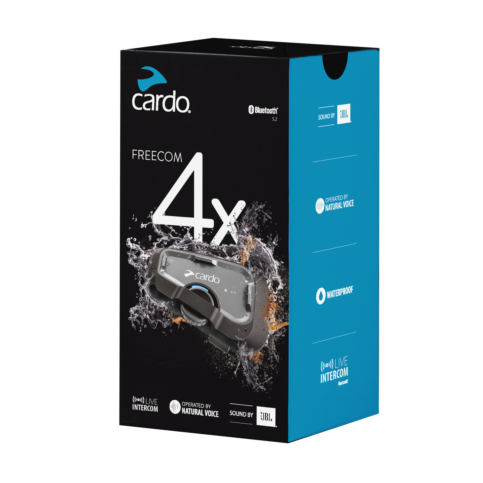 Cardo Freecom 4x Motorcycle Intercom - Waterproof/Bluetooth/JBL - (Single Kit)